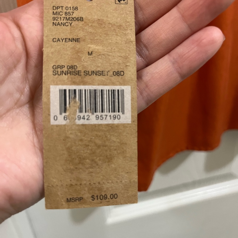 NWT Cremieux Women's Medium Orange Cayenne Long Wide Sleeved Blouse - Picture 5 of 6